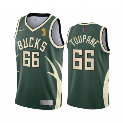 Nike Milwaukee Bucks #66 Axel Toupane Youth 2021 NBA Finals Champions Swingman Earned Edition Jersey Green